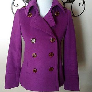 J. Crew Classic Wool Peacoat in Vibrant Purple